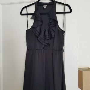 SOLD ilky Black Sleeveless Dress with Ruffle Front